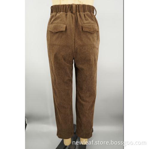 Kvinnors nya Brown Fleece Corduroy 16W raka byxor